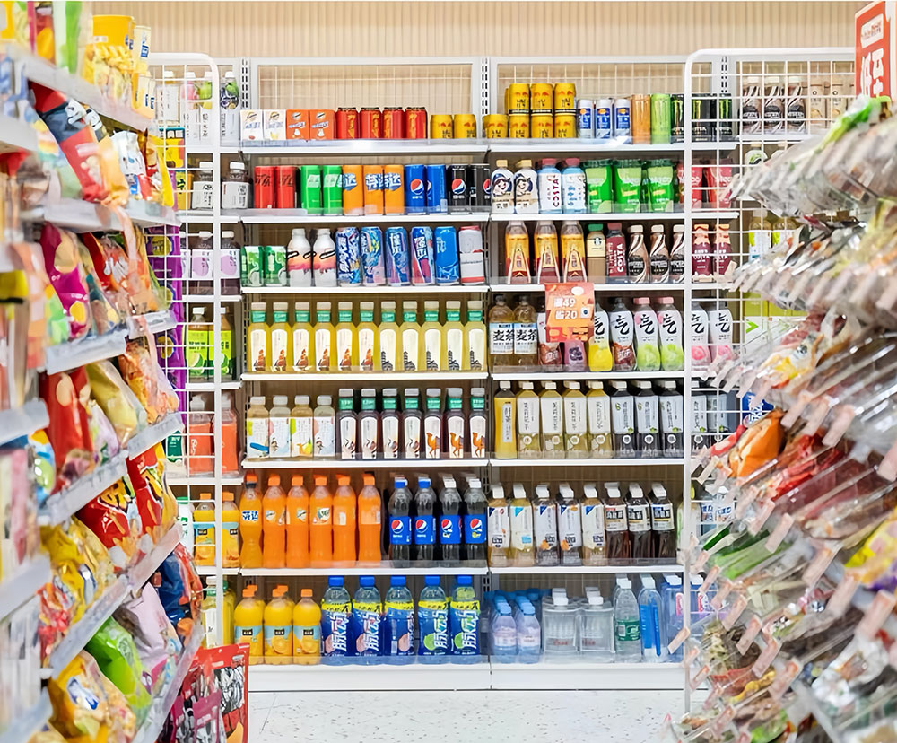 Mesh Back Shelving Supermarket Application