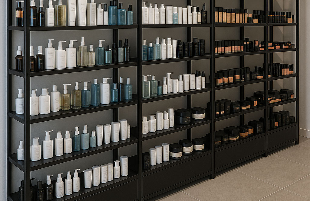 beauty supply store shelves