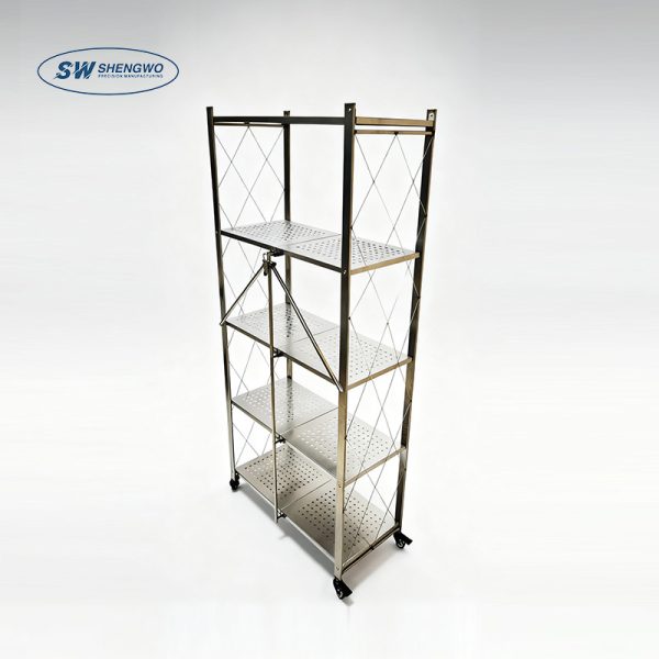 Custom Stainless Steel Rack with Brushed Finish and Locking Casters
