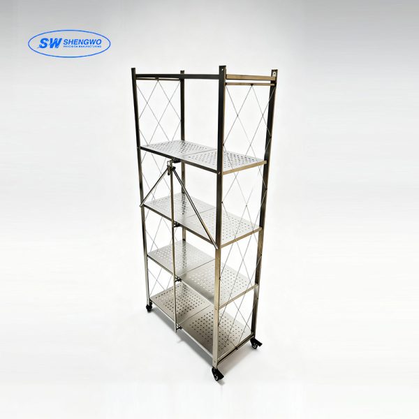 Custom Stainless Steel Rack with Brushed Finish and Locking Casters - Shengwo Sheet Metal Manufacturing